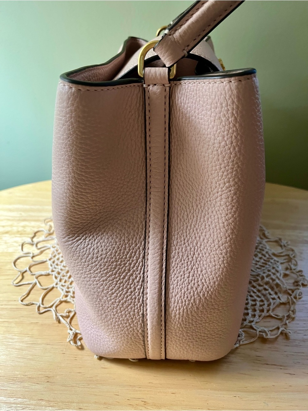Tory Burch Blush Pink Pebbled Leather Top-Handle Satchel with Gold Logo - Picture 3 of 7